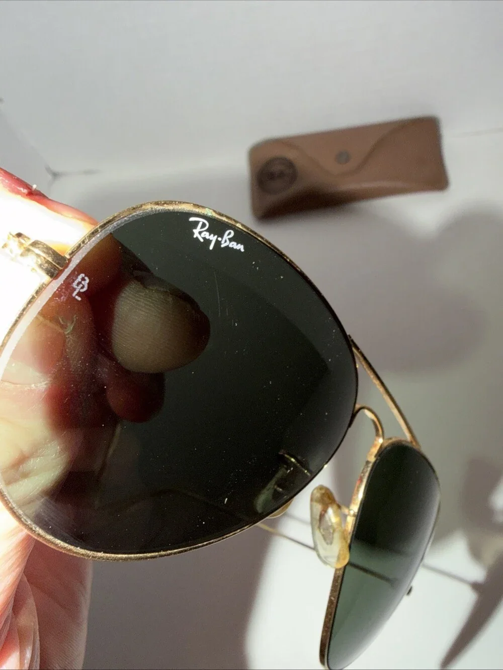 Authentic RAY BAN RB3025 Aviator Sunglasses 58[]14 Golden Frame & Green Lenses
